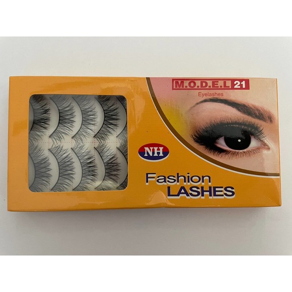 Fashion Eyelashes Black Reusable Wispy Strip Eyelashes Style No. 24 10 Pairs - Picture 1 of 4